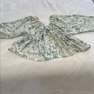 Elegant Cream and Green Blouse